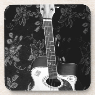 Beautiful Lovely Guitar African Grayscale Motif Ar Coaster