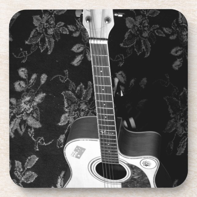 Beautiful Lovely Guitar African Grayscale Motif Ar Coaster (Front)