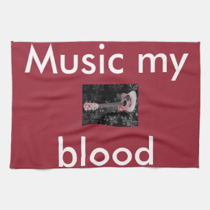 Beautiful Lovely Guitar African Grayscale Motif Ar Tea Towel