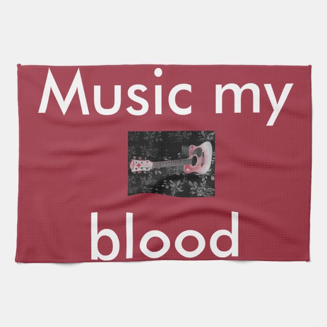 Beautiful Lovely Guitar African Grayscale Motif Ar Tea Towel (Horizontal)