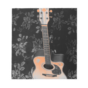 Beautiful Lovely Guitar African Grayscale Motif Notepad