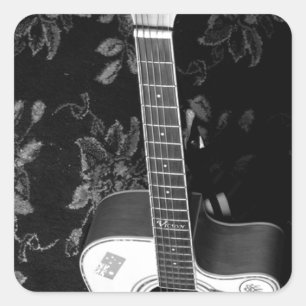 Beautiful Lovely Guitar African Grayscale Motif  Square Sticker