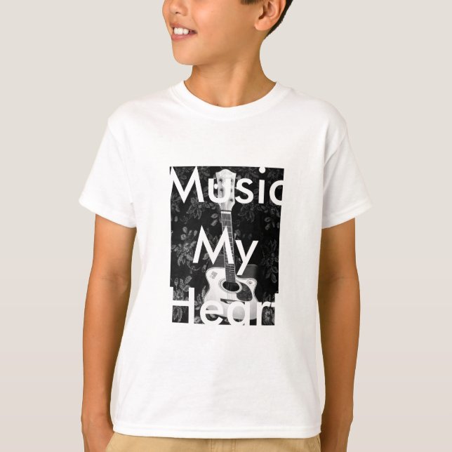 Beautiful Lovely Guitar African Grayscale Motif  T-Shirt (Front)
