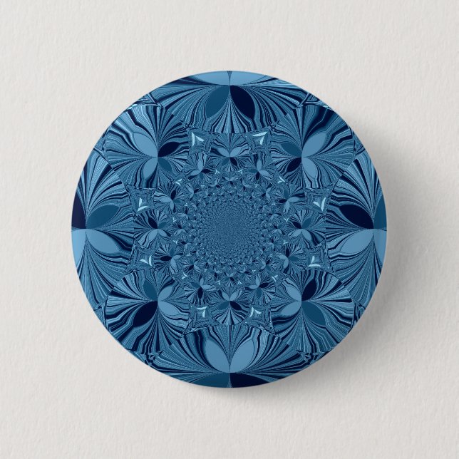 Beautiful Lovely Iridescent Blue Kaleidoscope Art  6 Cm Round Badge (Front)