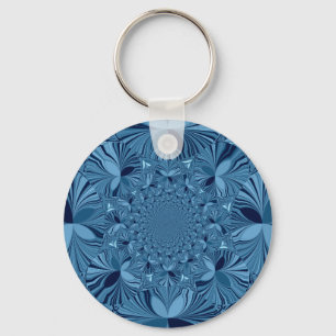 Beautiful Lovely Iridescent Blue Kaleidoscope Art  Key Ring