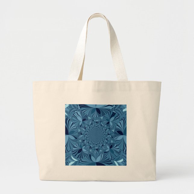 Beautiful Lovely Iridescent Blue Kaleidoscope Art  Large Tote Bag (Front)