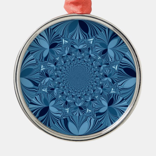 Beautiful Lovely Iridescent Blue Kaleidoscope Art  Metal Tree Decoration (Front)