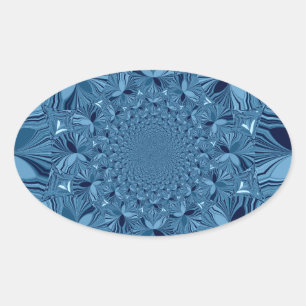 Beautiful Lovely Iridescent Blue Kaleidoscope Art Oval Sticker