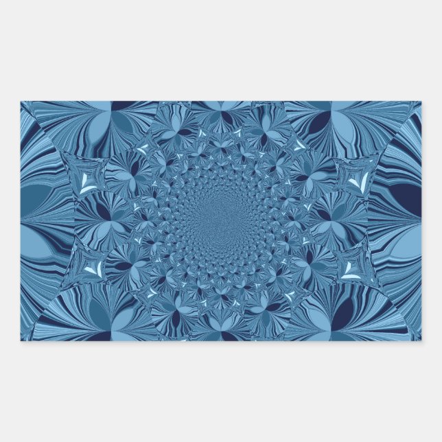 Beautiful Lovely Iridescent Blue Kaleidoscope Art  Rectangular Sticker (Front)