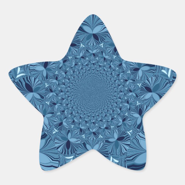 Beautiful Lovely Iridescent Blue Kaleidoscope Art  Star Sticker (Front)