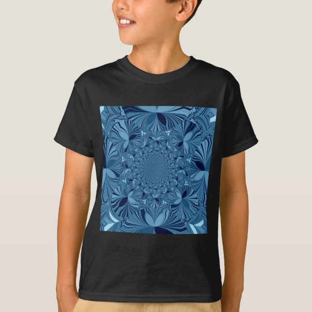 Beautiful Lovely Iridescent Blue Kaleidoscope Art  T-Shirt (Front)