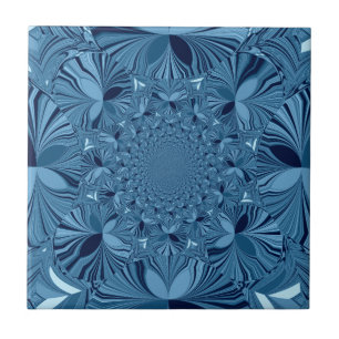 Beautiful Lovely Iridescent Blue Kaleidoscope Art  Tile