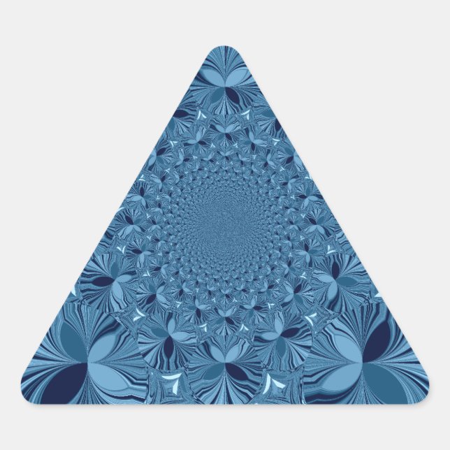 Beautiful Lovely Iridescent Blue Kaleidoscope Art  Triangle Sticker (Front)