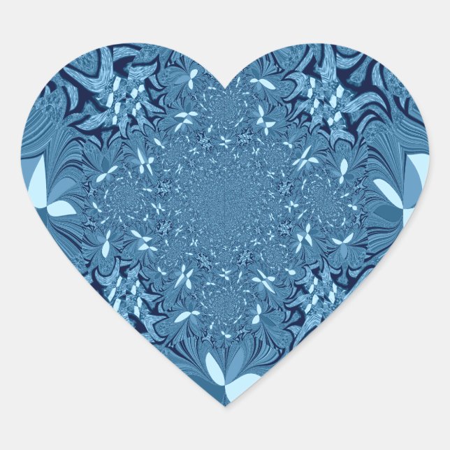 Beautiful Lovely Iridescent blue. pattern seamless Heart Sticker (Front)