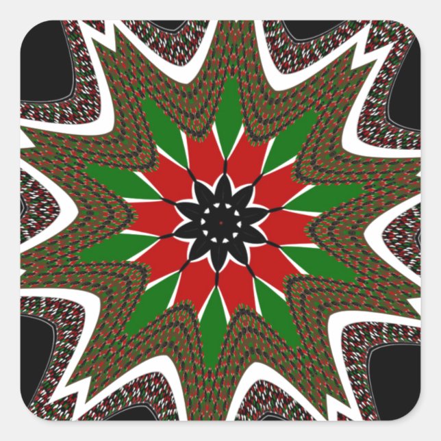 Beautiful Lovely Kenya Cultural Motif Geometrical  Square Sticker (Front)