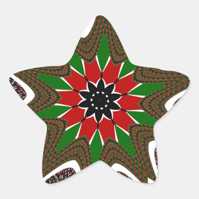 Beautiful Lovely Kenya Cultural Motif Geometrical  Star Sticker (Front)