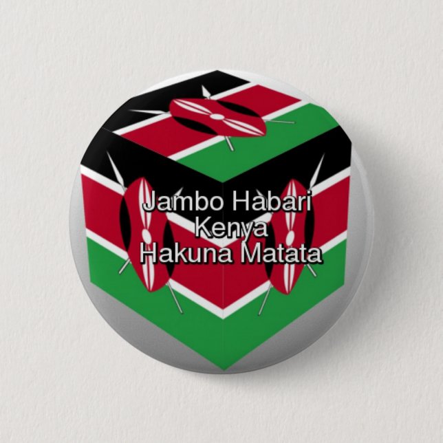 Beautiful Lovely Kenyan Flag Cube with Greeting  6 Cm Round Badge (Front)