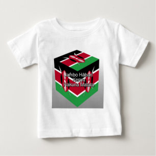 Beautiful Lovely Kenyan Flag Cube with Greeting  Baby T-Shirt