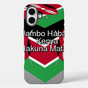 Beautiful Lovely Kenyan Flag Cube with Greeting  iPhone 16 Plus Case