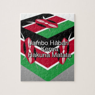 Beautiful Lovely Kenyan Flag Cube with Greeting  Jigsaw Puzzle