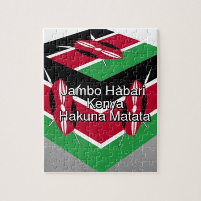 Beautiful Lovely Kenyan Flag Cube with Greeting  Jigsaw Puzzle (Vertical)
