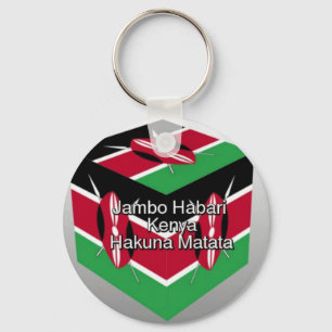 Beautiful Lovely Kenyan Flag Cube with Greeting  Key Ring