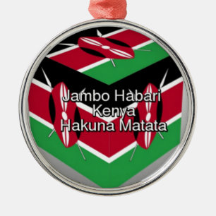 Beautiful Lovely Kenyan Flag Cube with Greeting Metal Tree Decoration