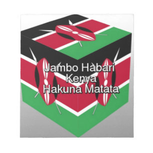 Beautiful Lovely Kenyan Flag Cube with Greeting Notepad