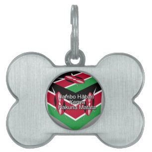 Beautiful Lovely Kenyan Flag Cube with Greeting  Pet ID Tag