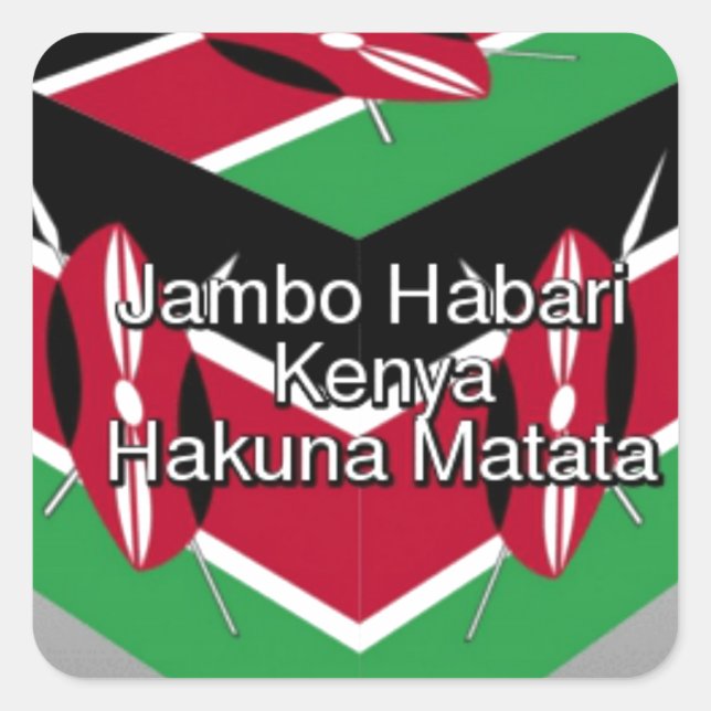 Beautiful Lovely Kenyan Flag Cube with Greeting  Square Sticker (Front)