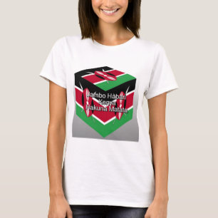 Beautiful Lovely Kenyan Flag Cube with Greeting  T-Shirt