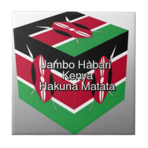 Beautiful Lovely Kenyan Flag Cube with Greeting  Tile