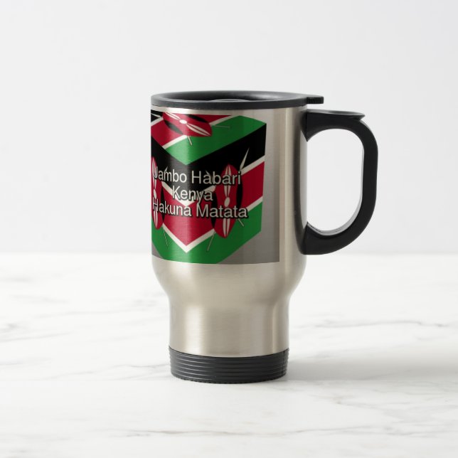 Beautiful Lovely Kenyan Flag Cube with Greeting  Travel Mug (Right)