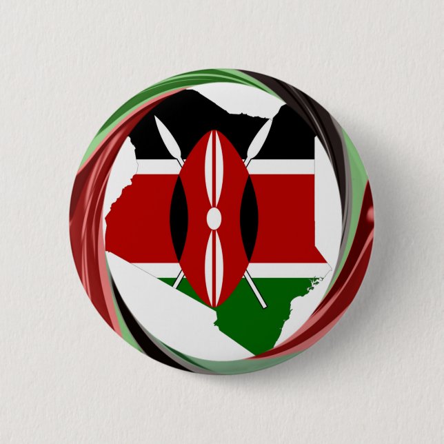 Beautiful Lovely Kenyan Whirlwind Map Design 6 Cm Round Badge (Front)