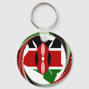 Beautiful Lovely Kenyan Whirlwind Map Design Key Ring
