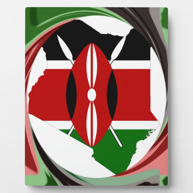 Beautiful Lovely Kenyan Whirlwind Map Design Plaque (Front)