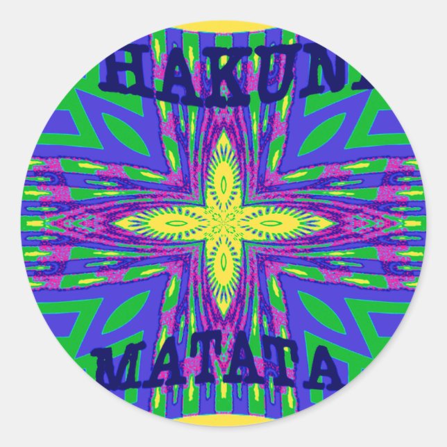 Beautiful Lovely Mombasa Kanga Hakunamatata Tribal Classic Round Sticker (Front)