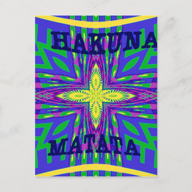 Beautiful Lovely Mombasa Kanga Hakunamatata Tribal Postcard (Front)