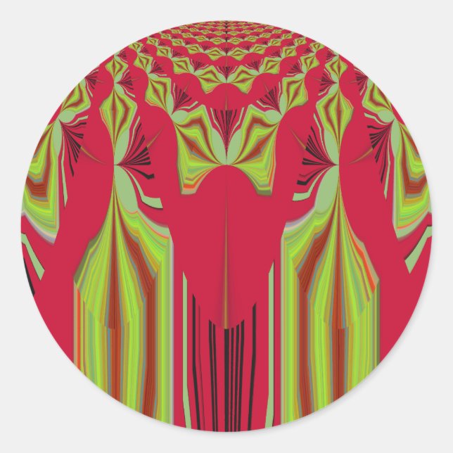 Beautiful Lovely Red and Yellow African Tribal Art Classic Round Sticker (Front)