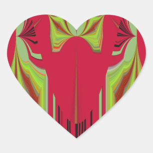 Beautiful Lovely Red and Yellow African Tribal Art Heart Sticker