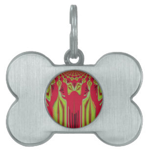 Beautiful Lovely Red and Yellow African Tribal Art Pet Name Tag
