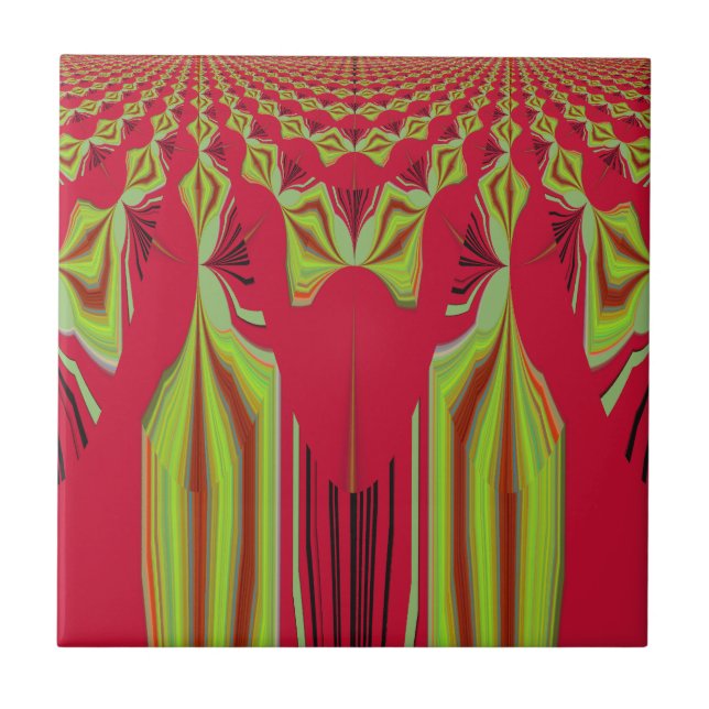 Beautiful Lovely Red and Yellow African Tribal Art Tile (Front)