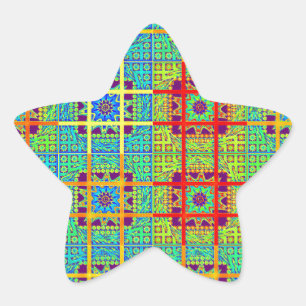 Beautiful Lovely South African Tribal Print vector Star Sticker