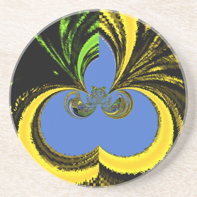 Beautiful Lovely South African Yellow and Blue Art Coaster (Front)