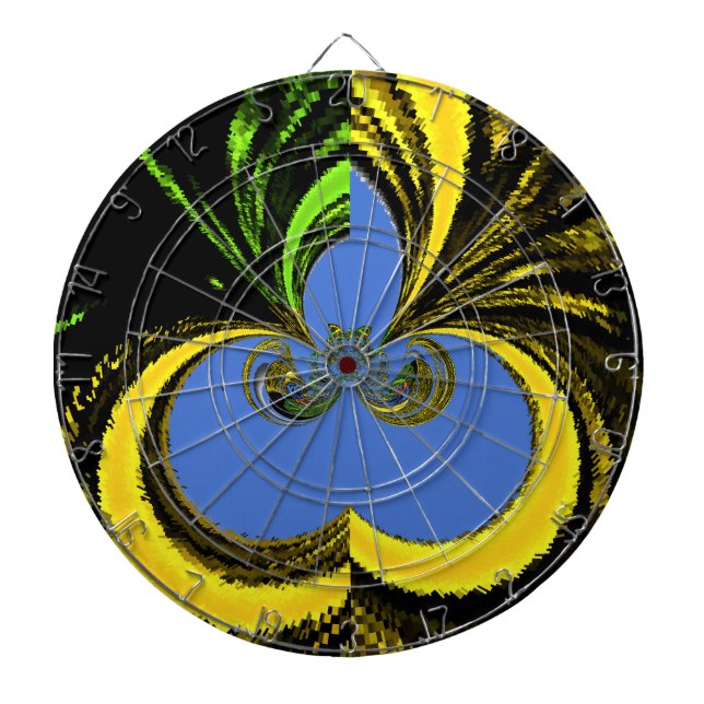 Beautiful Lovely South African Yellow and Blue Art Dartboard (Front)