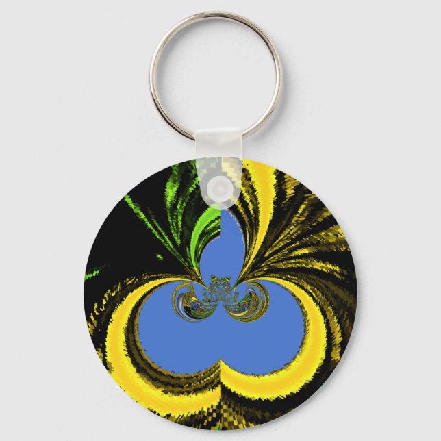 Beautiful Lovely South African Yellow and Blue Art Key Ring (Front)
