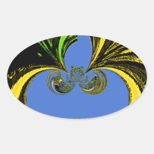 Beautiful Lovely South African Yellow and Blue Art Oval Sticker