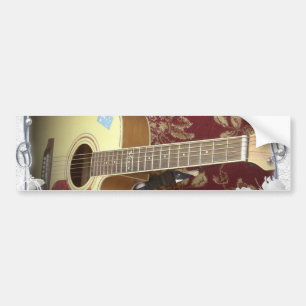 Beautiful Lovely Vintage Guitar on African Motif Bumper Sticker