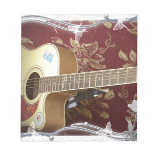 Beautiful Lovely Vintage Guitar on African Motif Notepad