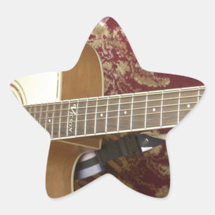 Beautiful Lovely Vintage Guitar on African Motif Star Sticker